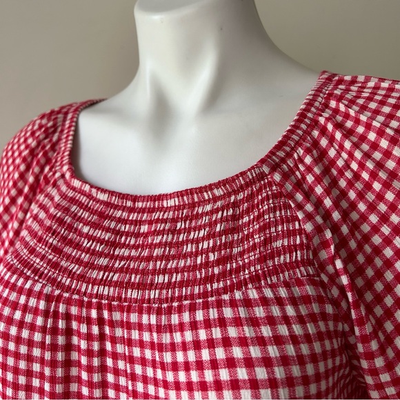 BOBEAU Red Gingham Off Shoulder Blouse, XS NWT - Picture 3 of 10
